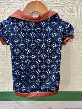 Griffy & Drake Dog Shirt Geometric Blue & Orange Size Small NWT
